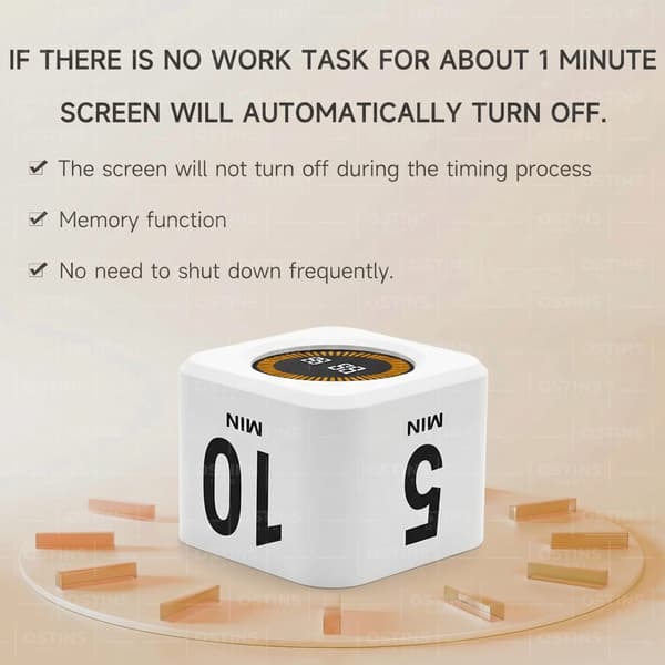 White Pomodoro Timer – Rechargeable Gravity Rotating Cube - Image 2