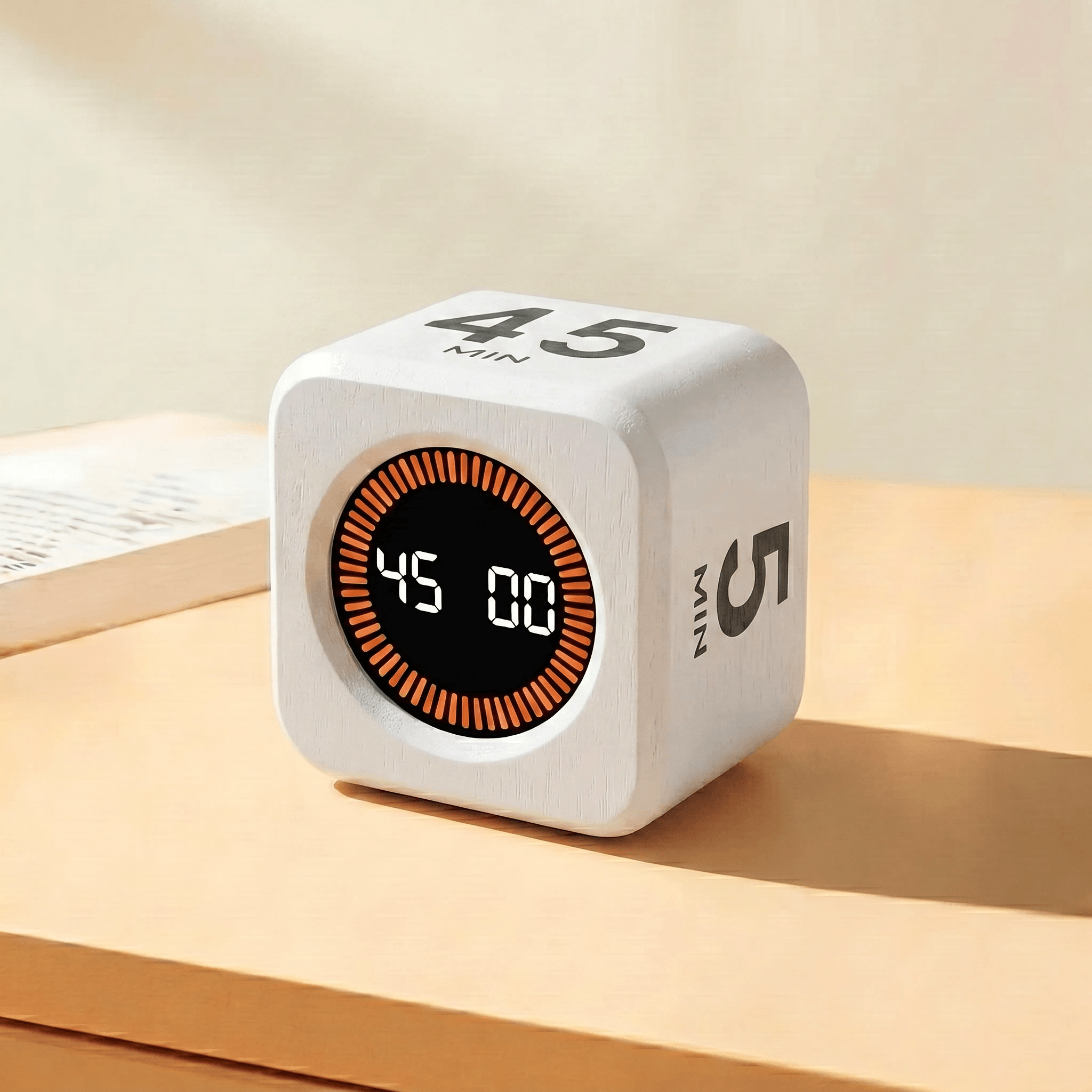 Rechargeable White Rotating Pomodoro Timer for Study, Work & Productivity - Image 5