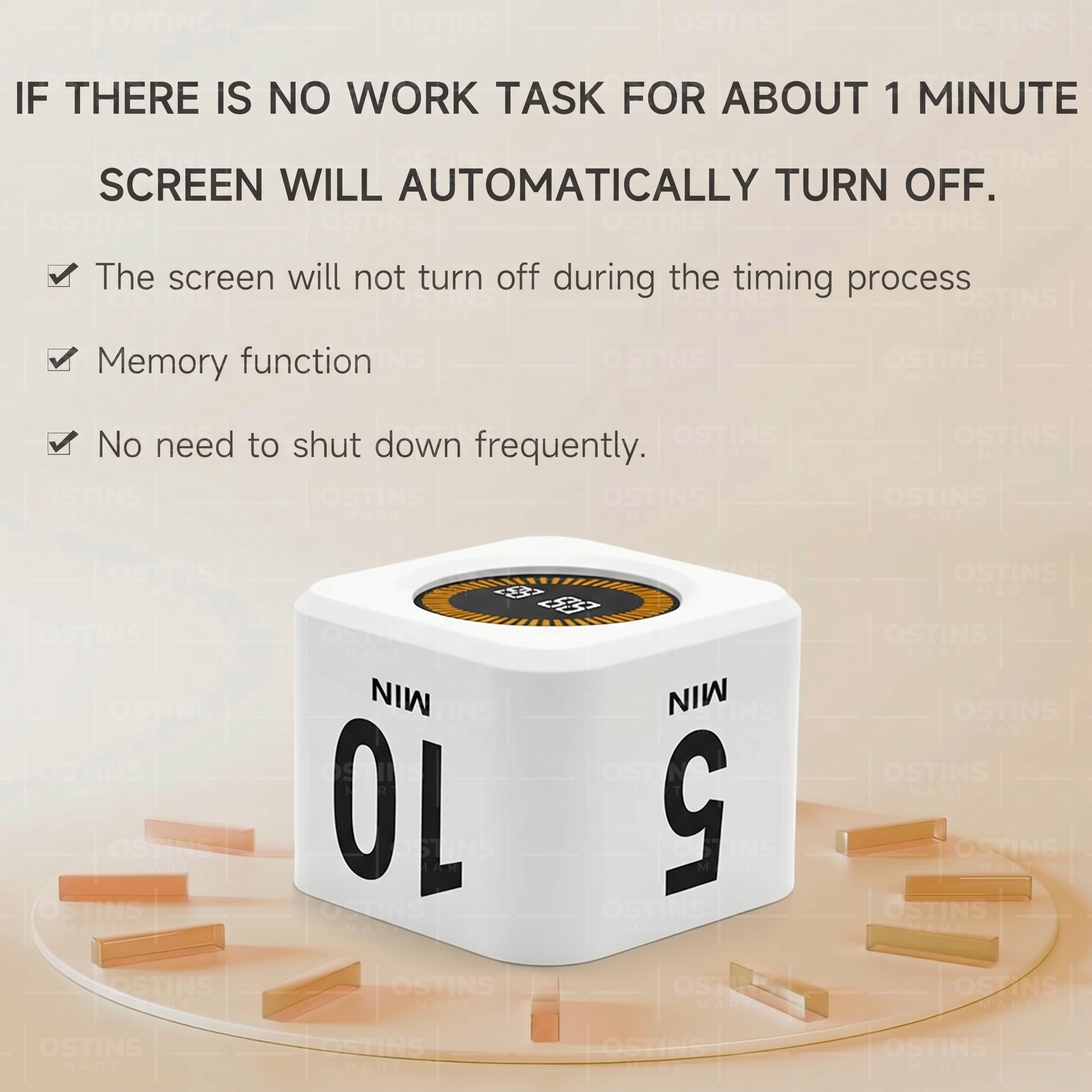 Rechargeable White Rotating Pomodoro Timer for Study, Work & Productivity - Image 2